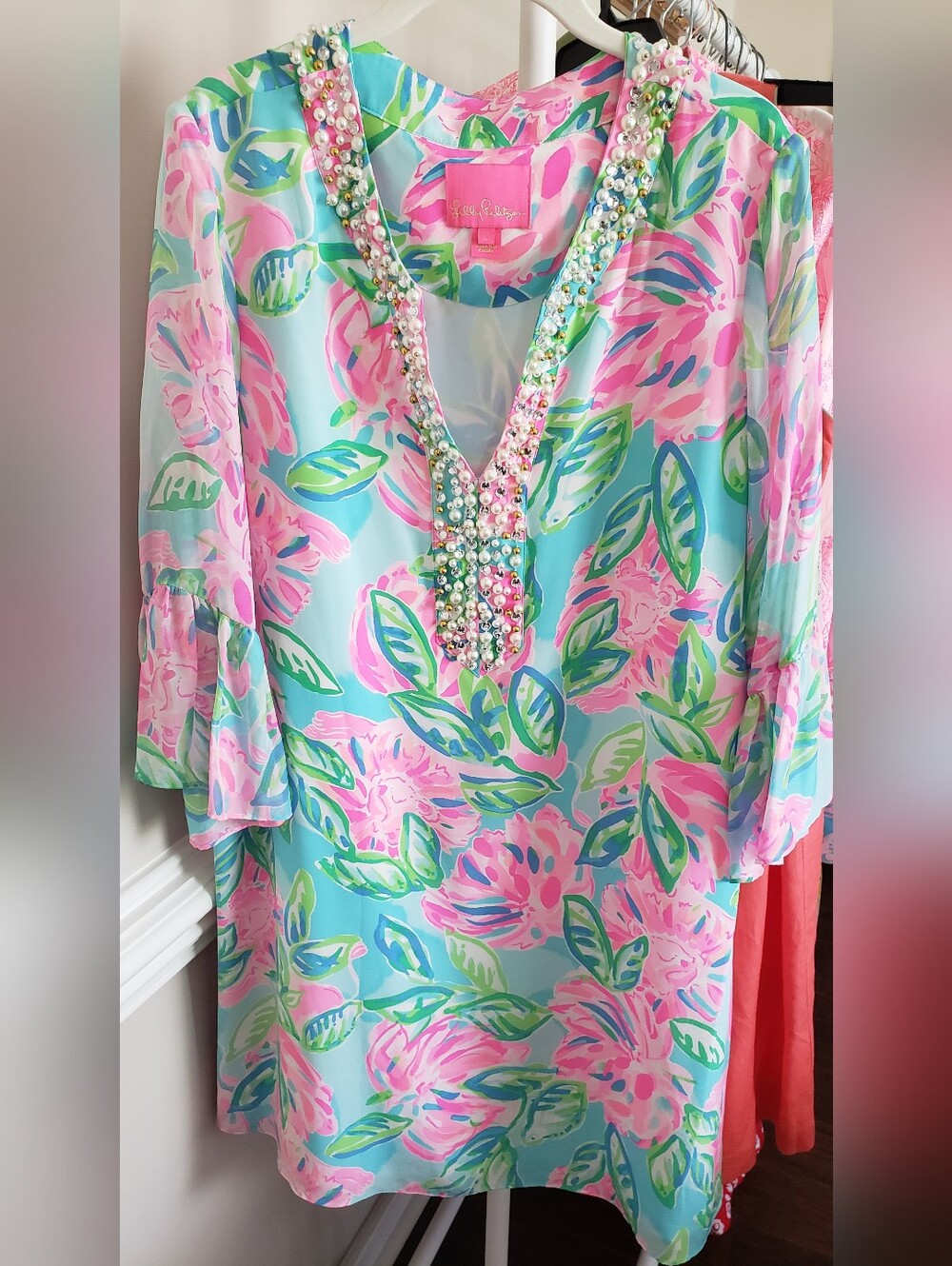 Lilly Pulitzer Elenora Tunic Beaded Silk  Dress